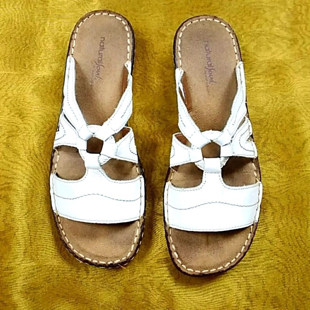 Sale Natural Soul By Sandals Leather White  Black Women Shoes Size 10